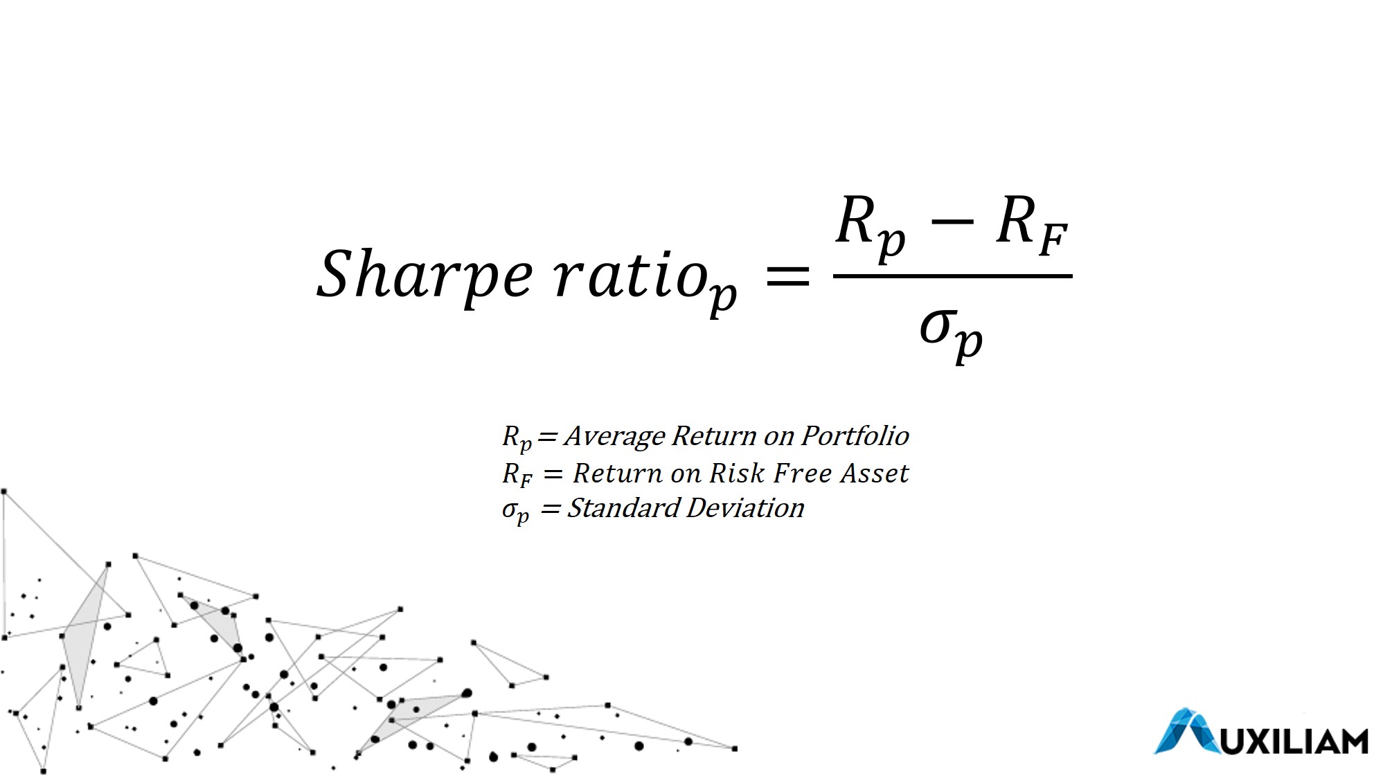 Formula for calculating the Sharpe Ratio of a Portfolio