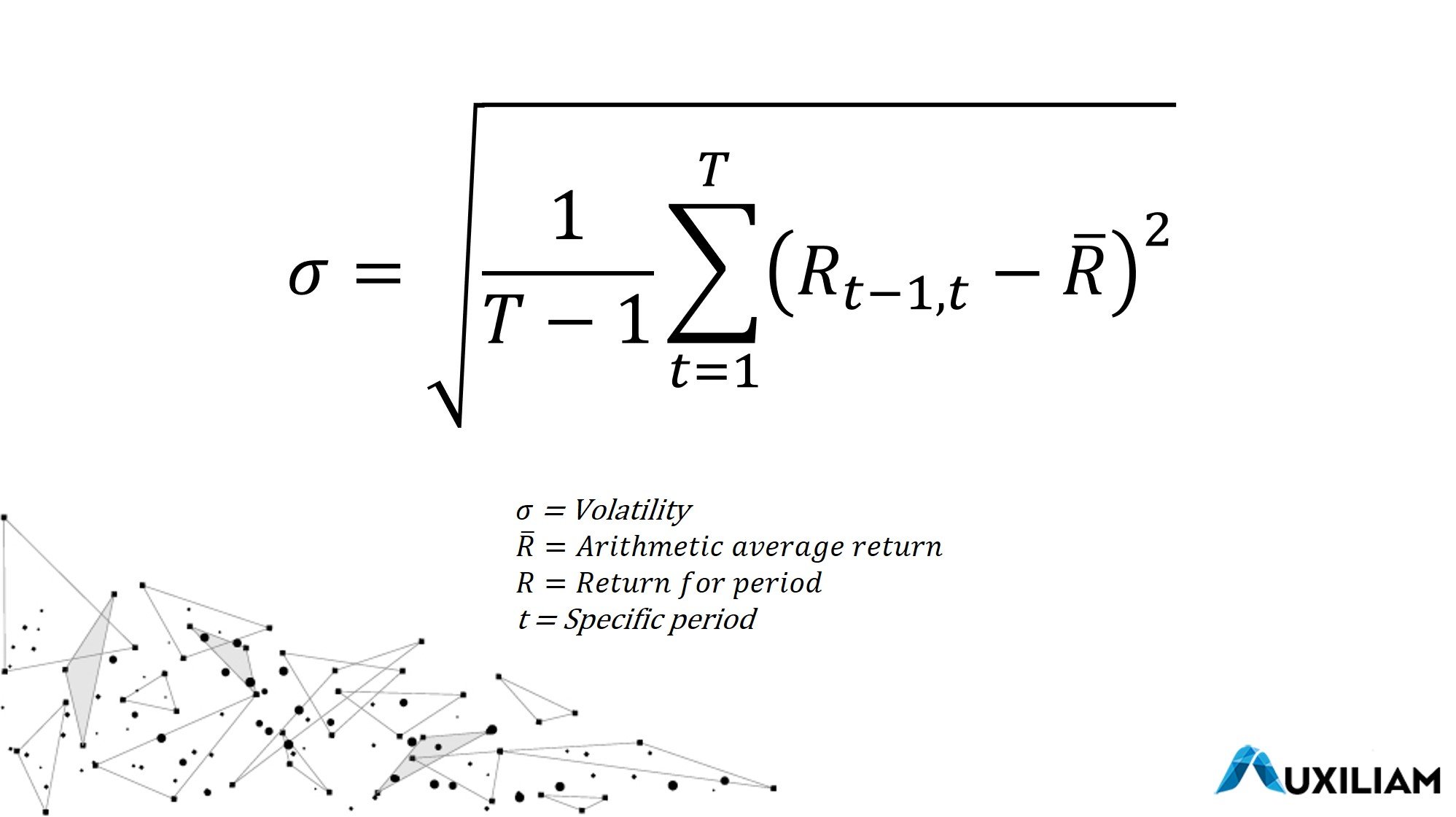Formula for calculating Volatility or Standard Deviation